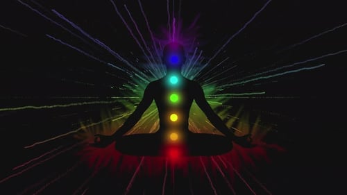 Harmonia interna: padrões divergentes da energia da aura em animação 3D em loop