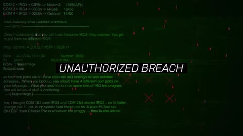 Text für unbefugte Verstöße auf dem Hacking-Hintergrundbildschirm