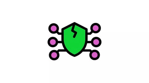Animated Network Shield with Checkmark Icon