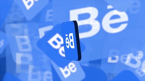 Animação de logotipo 3D do Behance com fundo abstrato gradiente