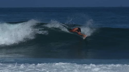 Young Adult Male Surfing on a Wave