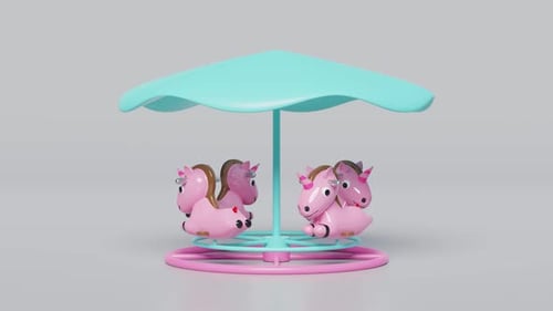 Colorido carrusel de unicornios para niños