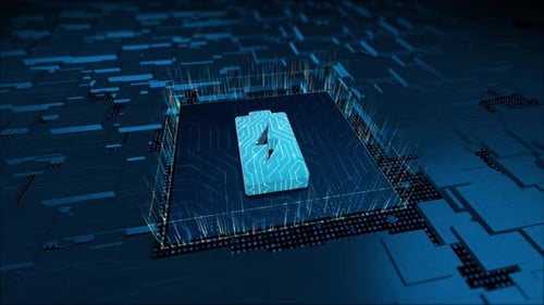 Glowing Circuit Board Battery Charging Animation