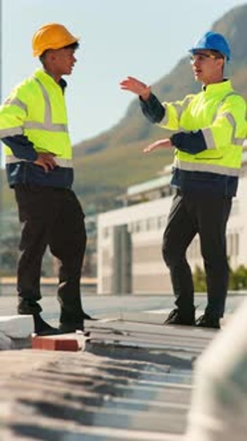 Teamwork, solar panel and planning with people in city for renewable energy