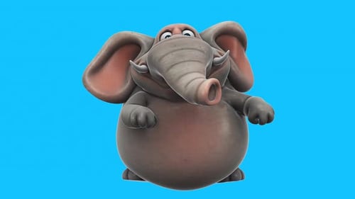 Fun 3D cartoon elephant dancing (with alpha channel included)