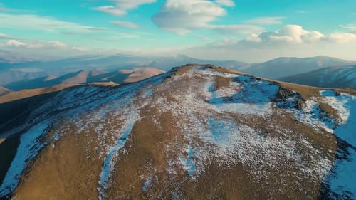 aerial view of the mountains in winter