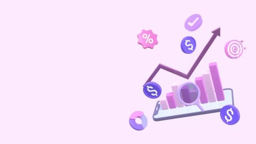 Animated 3D Bar Chart Showcasing Business Growth And Market Trends With Copy Space.