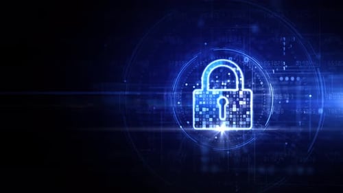 Futuristic Digital Padlock Cyber Security Animated Background