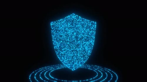 Neon Shield Cyber Security Hologram Loop Animation