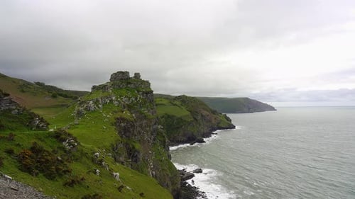 The craggy rocks of the Valley of the Rocks and the rugged coast and cliffs of North Devon in Exmoor