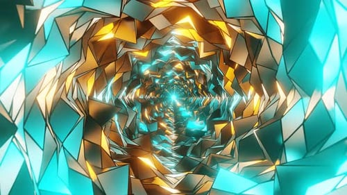 Cyan And Orange сomics Style Color Rocky Tunnel Background Loop Animation In 4K