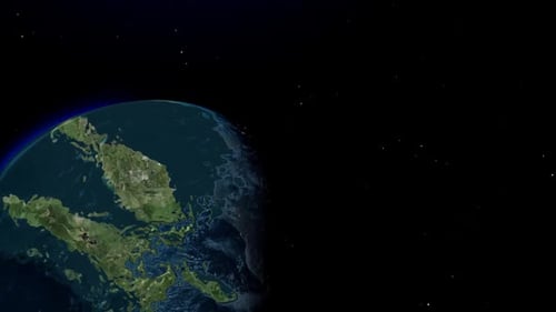 Global Map Zoom to Malaysia with Animated Text Reveal