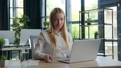 Business Portrait Office Worker Caucasian Woman Lady Happy Girl Businesswoman Manager Leader