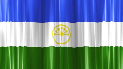 Bashkortostan Flag Waving Realistic Curtain Loop Background
