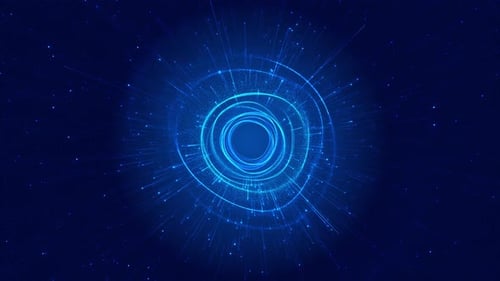 Glowing Blue Spiral Particle Burst Technology Background