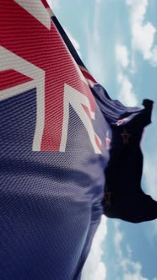 Realistic Waving New Zealand Flag Vertical Loop