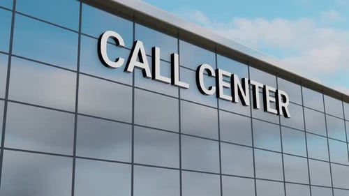 Airplane Passing Over a Call Center Building