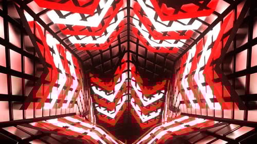 Red And White Strobe Hexagonal Circle Tunnel Background Vj Loop In 4K