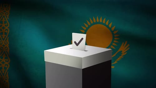 Casting vote into the ballot box during Kazakhstan election