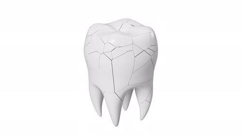Human tooth model, tooth cracking, oral rehabilitation, alpha channel, 3d rendering.