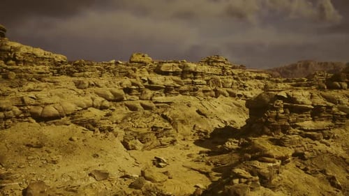 Arid Desert Landscape with Moving Clouds