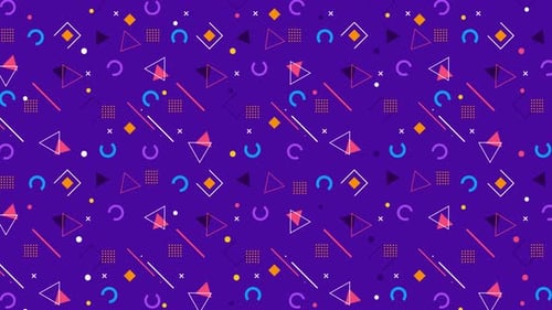 Memphis Style looping geometric background pattern