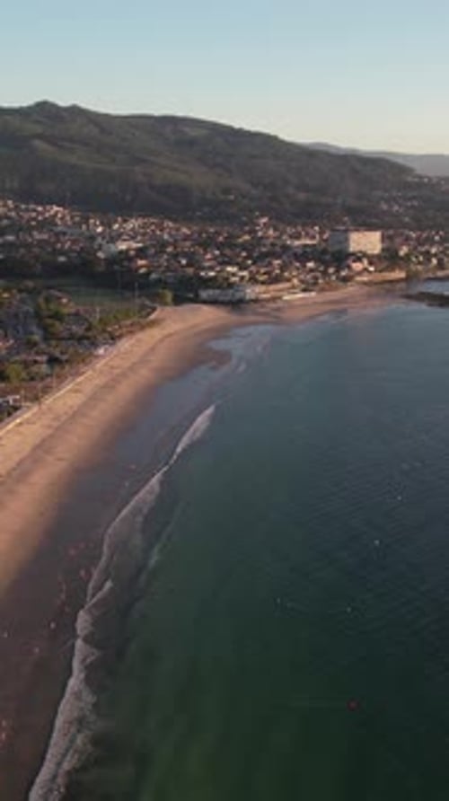Beach of Samil Vigo Spain Vertical Video