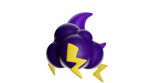 3d Icon Animation Thunder At Night