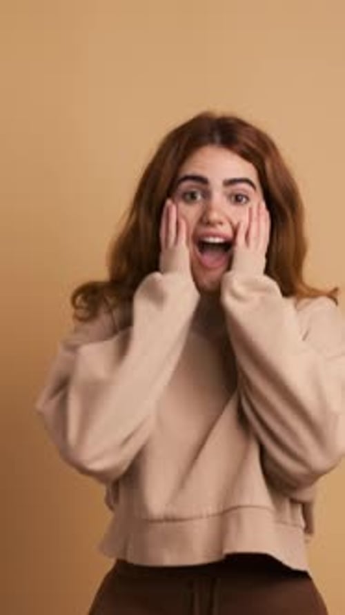Woman Expressing Excitement and Joy in Portrait