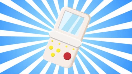 Animated Retro Game Console with Radial Background