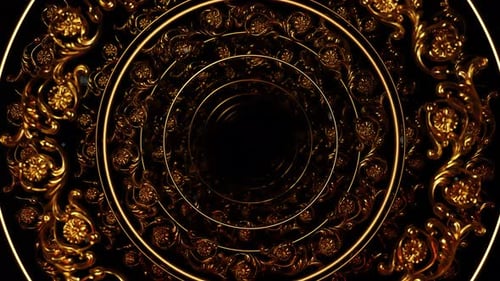 Golden Ornate Loop Tunnel Background