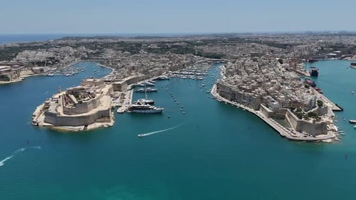 Aerial View of Valletta Grand Harbour in Malta