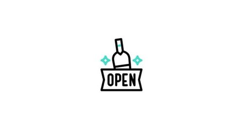 Animated Flat Design Bottle Open Sign Icon