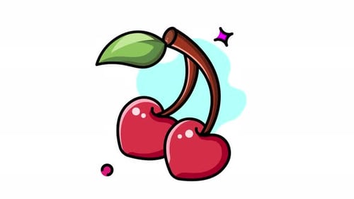 Animierte Sweetheart Cherries: Eine reizvolle Illustration von zwei Kirschen
