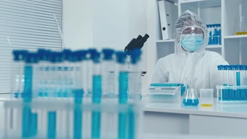 A Medical Scientist Works in a Laboratory The Process of Creating and Testing Vaccines to Ensure