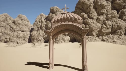 A Stone Structure with a Cross on Top of It