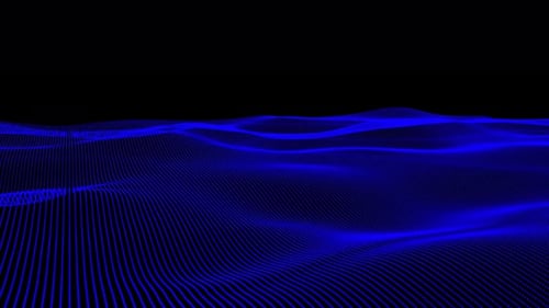 líneas de onda de color azul abstracto, tecnología de partículas, fondo de plexo