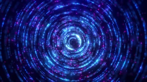 Círculos redondos abstractos de partículas que crean una bola mágica de puntos luminosos brillantes. Energía brillante