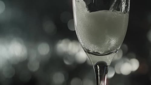 Champagne Bubbles Fill a Glass for Celebration