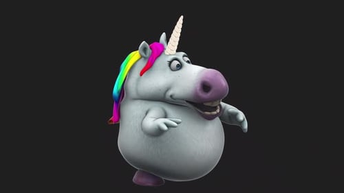 Fun 3D cartoon unicorn talking (with alpha channel)