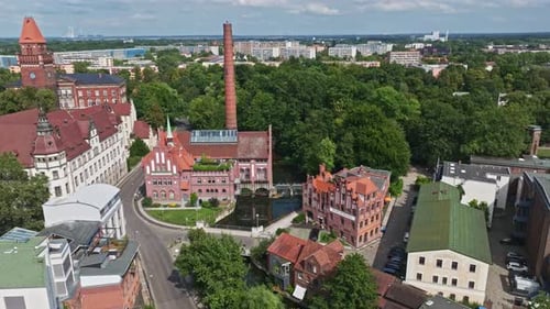 Vista aérea da Altes Elektrizitätswerk Cottbus, Alemanha