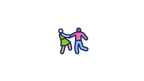 Stylized Animated Icon of Two People Dancing