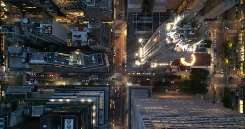 Manhattan streets at night, New York City, USA (aerial view)
