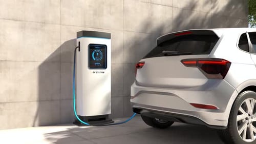 Modern Electric Vehicle Charging Station with SUV