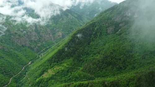 Clouds Over Beautiful Summer Mountains Green Forest Magical Natural Morning Fog Nature Landscape
