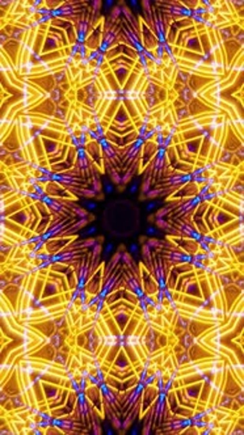 Dynamic Neon Geometric Kaleidoscope Pattern Background