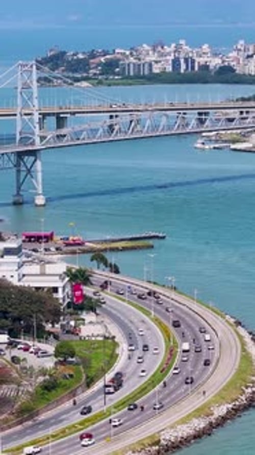 Time Lapse City At Florianopolis In Santa Catarina Brazil.