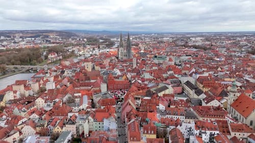 Stunning Aerial View of Regensburg a Picturesque City in Bayern Germany Showcasing Its Beauty