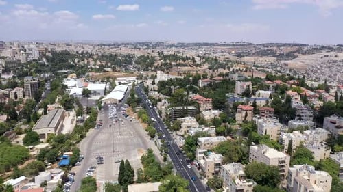 Jerusalem old city quarters with the Dome of the rock, Aerial view