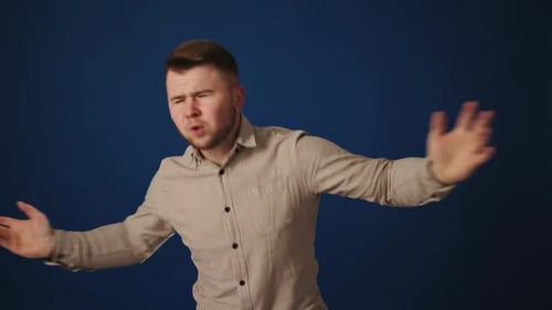 Joyful Dance Man Celebrates Good News with Energetic Moves